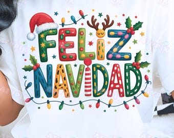 Merry Christmas PNG Spanish Christmas Png Christmas Shirt Sublimation DTFDesigns Christmas Png Girly Christmas Png Feliz Navidad Xmas Png