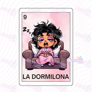 La Dormilona Loteria Card Latina Chicana PNG, Chibi Style, Digital Download, Mexican art, Tumbler, Mug Sublimation, clipart Trendy design