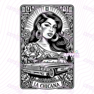 La Chicana Tarot Karte Png Digitale Designs Latein Chingona Chicano Lowrider Mexikanisch - Dtf Uvdtf wrap Sublimation Printable