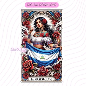 Nicaragua Tarot Karte PNG Digitale Dateien Download, Tumbler Mug Shirt Design für Sublimation Dtf Uv dtf Spanisch Nicaragua Flagge Clipart