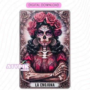 La Enojona Latein PNG, Chicana PNG, Tarot Karte Digitale Dateien, Dtf UVdtf Becher T-Shirt PNG Design, Sublimation, Spanisch Mexicana Badass