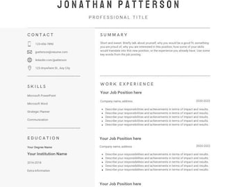 Resume Template, Modern Resume Template, Resume Template Canva, Creative Resume, Cover Letter, Professional CV Template