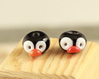 penguin heads, lampwork beads, firefrost studio