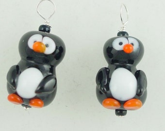 1 handmade lampwork glass bead penguin by firefrost studio