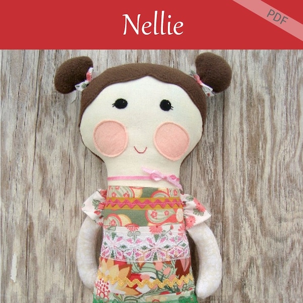 Nellie Soft Doll Pattern ragdoll Easy Download pattern now