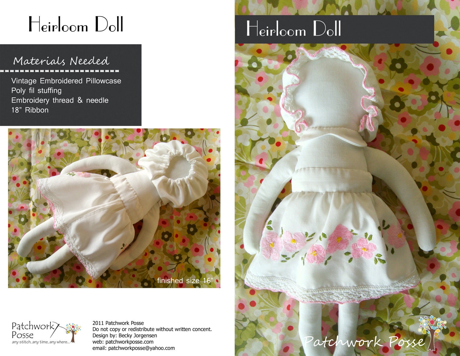 Heirloom Doll Sewing Pattern E Pattern Plush Toy Girl Doll - Etsy