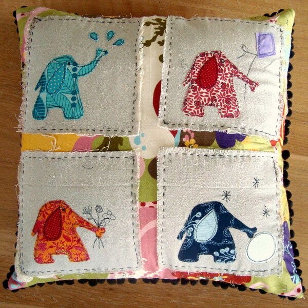 Four Seasons Elephant Applique Pillow Pattern