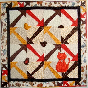 Tag Quilt Pattern with Plushie Cat