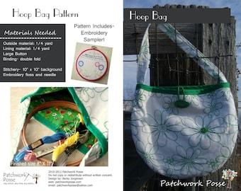 PDF Bag Pattern HOOP BAG includes embroidery Download Now