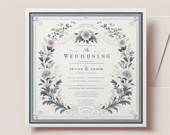 Botanical Bliss Wedding Invitation | Custom Sophistication with Timeless Charm | Unique Marriage Celebration Invite