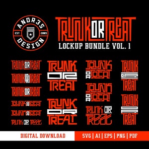 Trunk-or-treat, halloween, halloween graphic, logo, SVG bundle, EPS, PNG, digital download, designer typography, bundle, trunk or treat