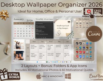 2026 Boho Beige Wallpaper + Organizer für Kreative + Bonus App Icons