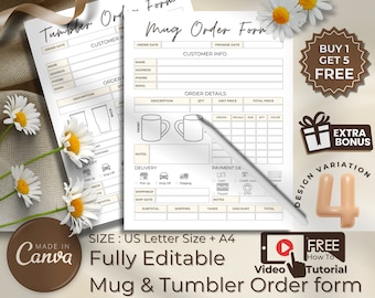 Editable Mug & Tumbler Order Form Template (PDF)