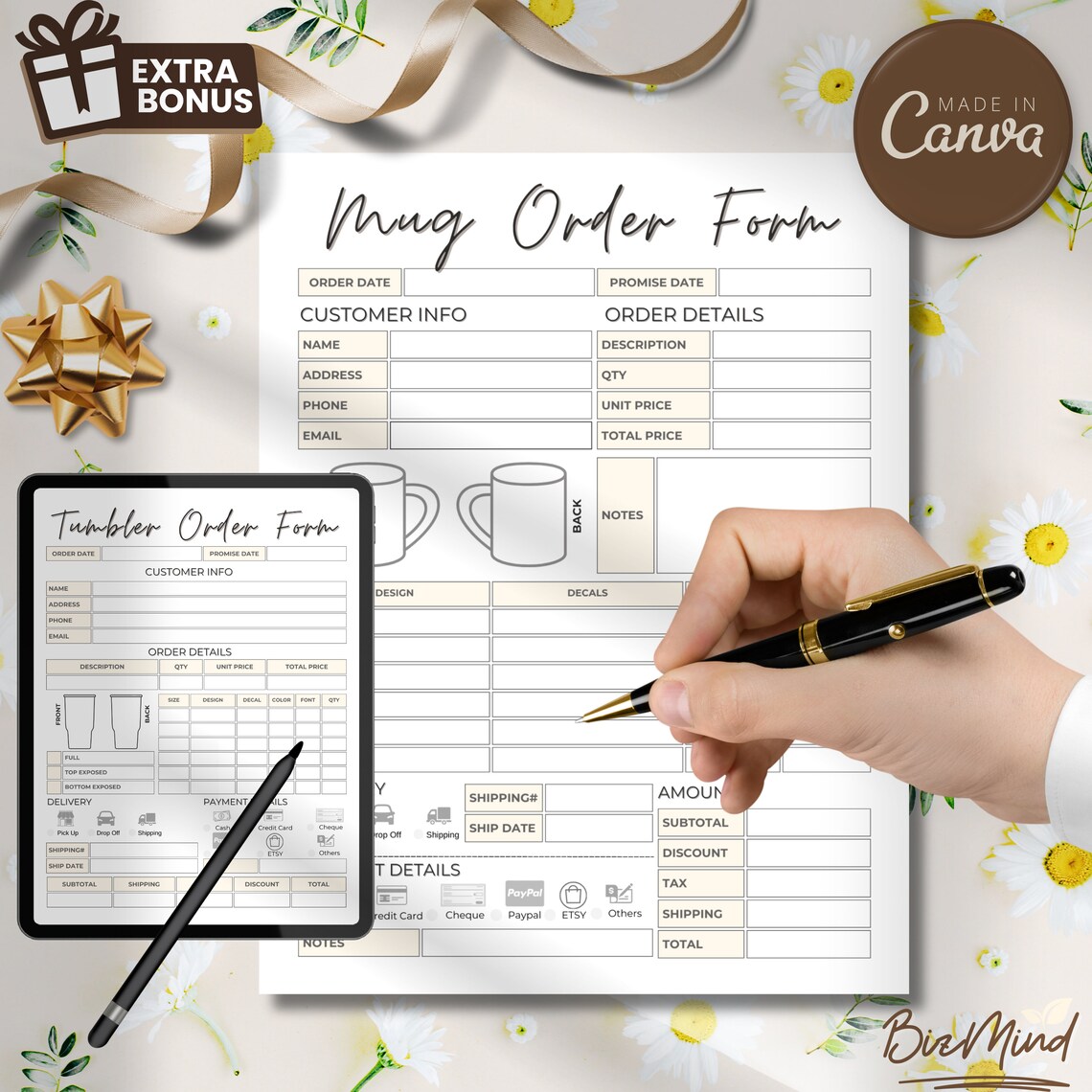 Editable Tumbler Order Form Template Mug Order Form Template Small ...