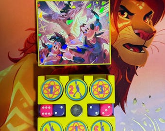 Powerline Themed Token Box & Tokens – Handmade Lorcana Storage, Holographic Lid, Custom Game Accessories