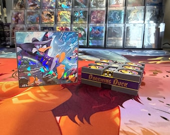 Darkwing Duck Themed Token Box & Tokens – Handmade Lorcana Storage, Holographic Lid, Custom Game Accessories