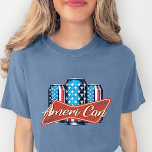 Camiseta gráfica americana: divertida, patriótica y con colores cómodos, con la bandera de EE. UU. y temática de cerveza, para celebrar el 4 de julio.