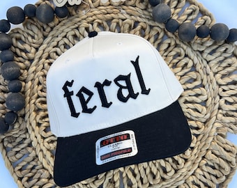 Gorra Feral 3D Puff bordada / Gorra de béisbol estilo camionero, gorra divertida y llamativa, estética de chica salvaje, gorra estilo streetwear