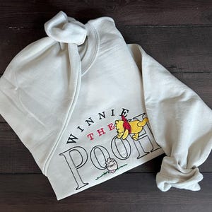 Winnie the Pooh Embroidered Crewneck | Cute Pooh Bear Graphic on Gildan Sweatshirt, Cozy Gift for Book Lovers & Disney Fans