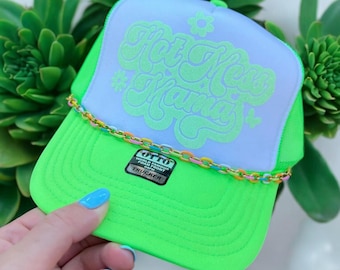 Hot Mess Mamma Hat – Rolig Otto Foam Trucker-keps med grafiskt tryck, Mom Life Snapback, Söt och fräck keps för kvinnor