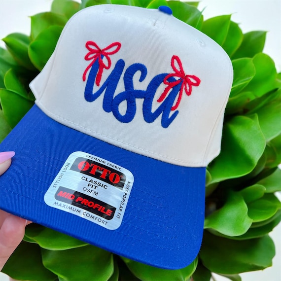USA Embroidered Red White and Blue Star Otto Trucker Hat New trucker hats are here, just in time for July 4th weekend! ? main image 4