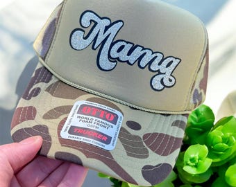 MAMA Hat – Layered Vinyl Graphic Otto Foam Snapback Trucker Cap, Cute Mom Hat, Retro Style Gift for Mothers