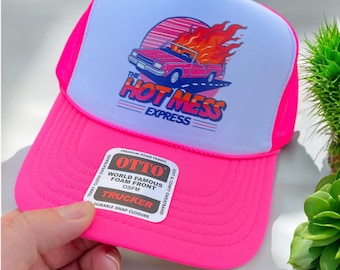 Hot Mess Express-keps – Rolig grafisk Otto-skumtruckerkeps med snapback, djärv och fräck fras för kvinnor, retro festhatt med statement