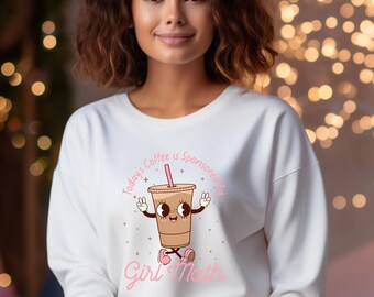 Sudadera Girl Math Coffee / Sudadera Gildan con cuello redondo y meme divertido