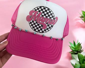 MAMA Retro Foam Hat – DTF Printed Graphic Otto Snapback Trucker Cap, Vintage Style Mom Hat, Cute Gift for Mothers