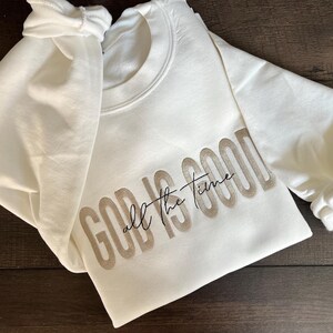 God Is Good Embroidered Crewneck Sweatshirt | Christian Faith Pullover | Religious Gift for Women | Cozy Gildan Unisex Sweater