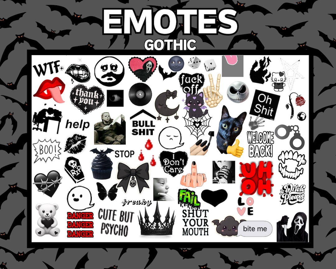 150+ Gothic Emo Emotes: Dark PNG GIF Streamer Emoji Pack Digital ...