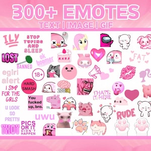 Discord Server Emote Channel Twitch Emoji Streamer Simple Kawaii Cute Pink White Black Emotes Template Banner Tuber Pink GIF Text Emotes