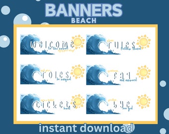 Banners de servidor de Discord con temática de playa, olas y sol (descarga digital) Transmisión comunitaria de Twitch de verano
