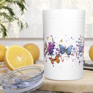 Vibrant Butterfly Insulated Tumbler - Floral Travel Mug, Perfect for Gifts, Motivational Drinkware, Nature Lovers, Eco-Friendly
