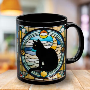 Stained Glass Cat Mug, Elegant Coffee Cup, Cat Lover Gift, Home Decor, Unique Beverage Container, Ideal for Cat Themed Parties