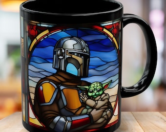 Taza de vitral de El Mandaloriano 2.0, coleccionable de Star Wars, regalo geek, taza de café para fans, mercancía de El Mandaloriano