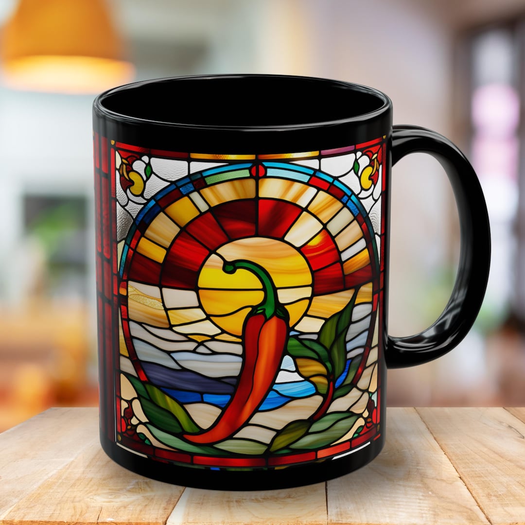 Stained Glass Chili Pepper Mug, Colorful Coffee Cup, Unique Kitchen ...
