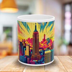 Cityscape Ceramic Mug | Colorful NYC Skyline | Perfect for Coffee Lovers, Gift for New Yorkers, Travel Souvenir, Office Mug, Home Decor