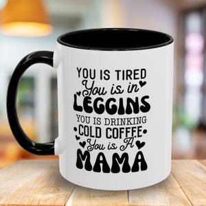 Mama's Cold Coffee Accent Mug - Funny Mom Gift, Coffee Lover's Mug, Mother's Day Present, Black Handle Ceramic Cup
