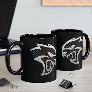 Logo Hellcat Red Eye in fibra di carbonio, tazza da caffè, tazza da tè, stoviglie, arredo da cucina, regalo per appassionati di auto