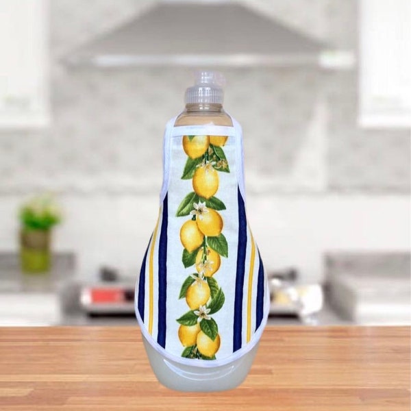 Lemons Dish Soap Bottle Apron - fits 25 oz - Audrey Belisle Kitchen Decor Gift