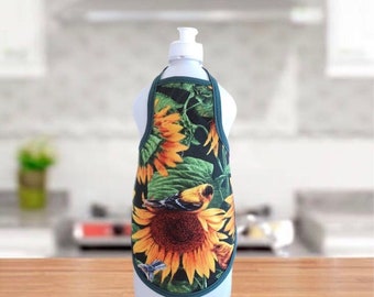 Sunflower Bird Dish Soap Bottle Apron - fits 25 oz Kitchen Decor Gift