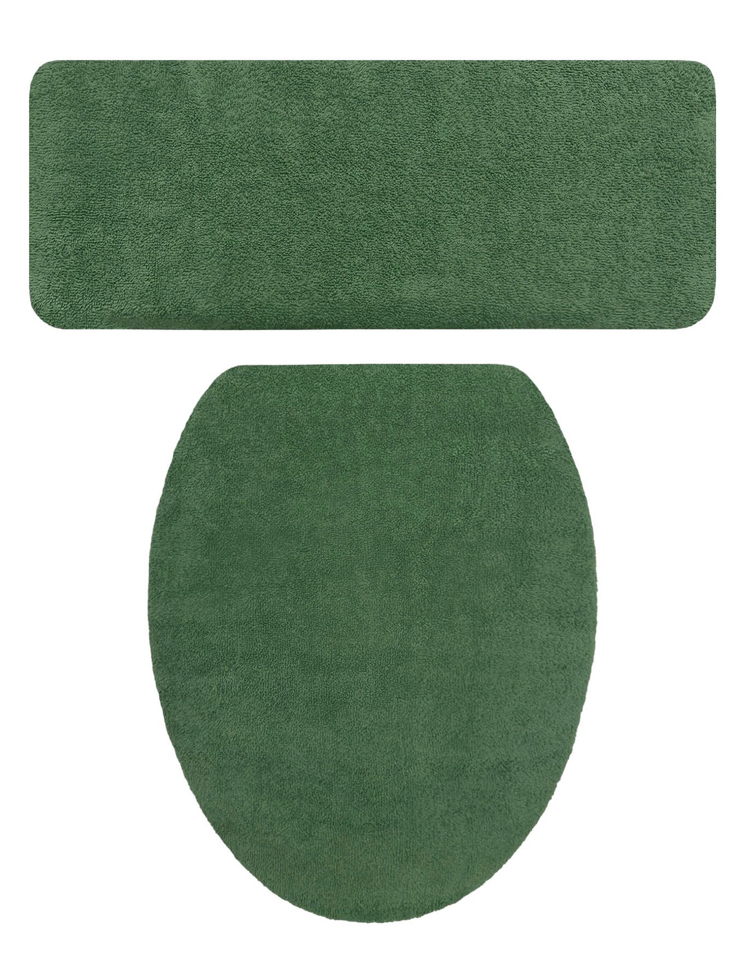 Fern Green Terry Cloth LINED Toilet Seat Lid & Tank Lid Cover Set
