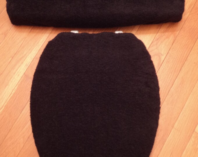 Black Terry Cloth... Toilet Seat Cover Set Etsy