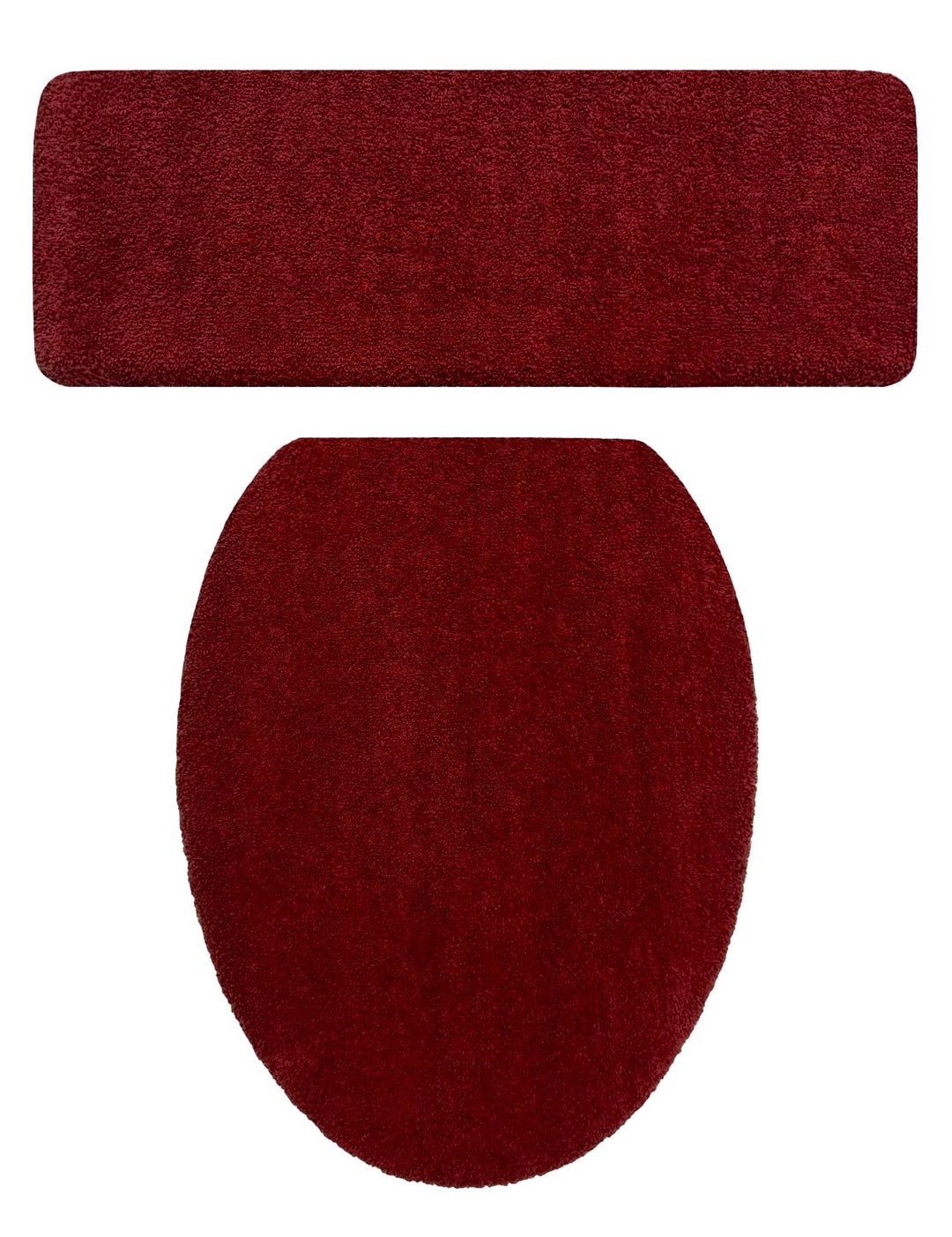 Burgundy Wine Terry Cloth LINED Toilet Seat Lid & Tank Lid Cover Set