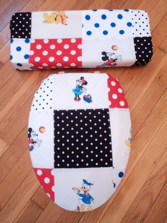 Donald Duck Mickey Mouse Quilted Toilet Seat Cover Set