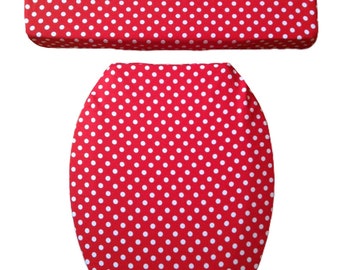 Bathroom Decor Red White Polka Dot Toilet Seat Lid Cover Set Decoration Home Gift Audrey Belisle