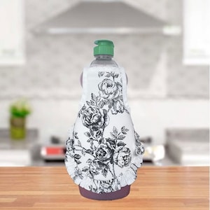 Black Rose Dish Soap Bottle Apron Ruffle - fits 25 oz - Audrey Belisle Kitchen Decor Gift