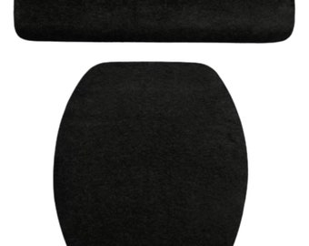 Bathroom Decor Black Terry Cloth  LINED  Toilet Seat Lid & Tank Lid Cover Set Decoration Home Gift Audrey Belisle