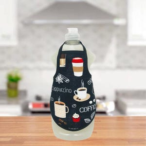 Coffee Cappuccino - Dish Soap Bottle Apron - fits 25 oz. bottle - Kitchen Decor Gift